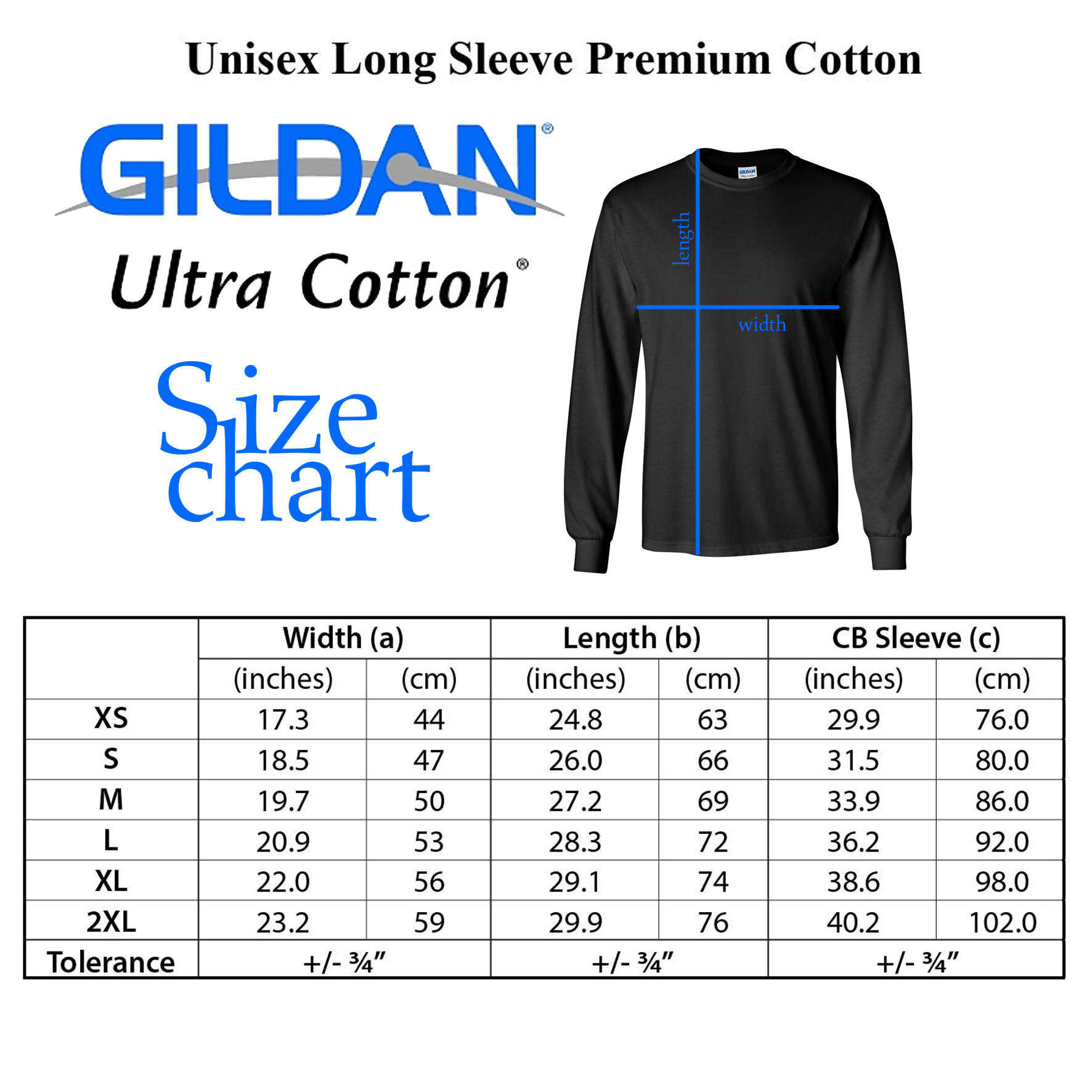 GILDAN 5400B Size Chart Guide Long Sleeve Youth T Shirt Size Chart ...